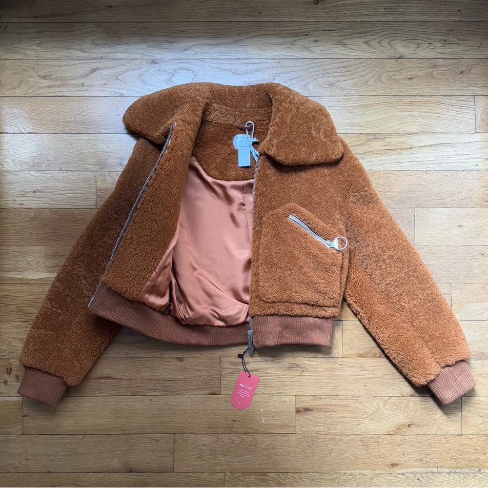 NWT The Arrivals + Liz Perez ‘Kala’ shearling teddy coat, rust (size: XS) - Picture 8 of 12